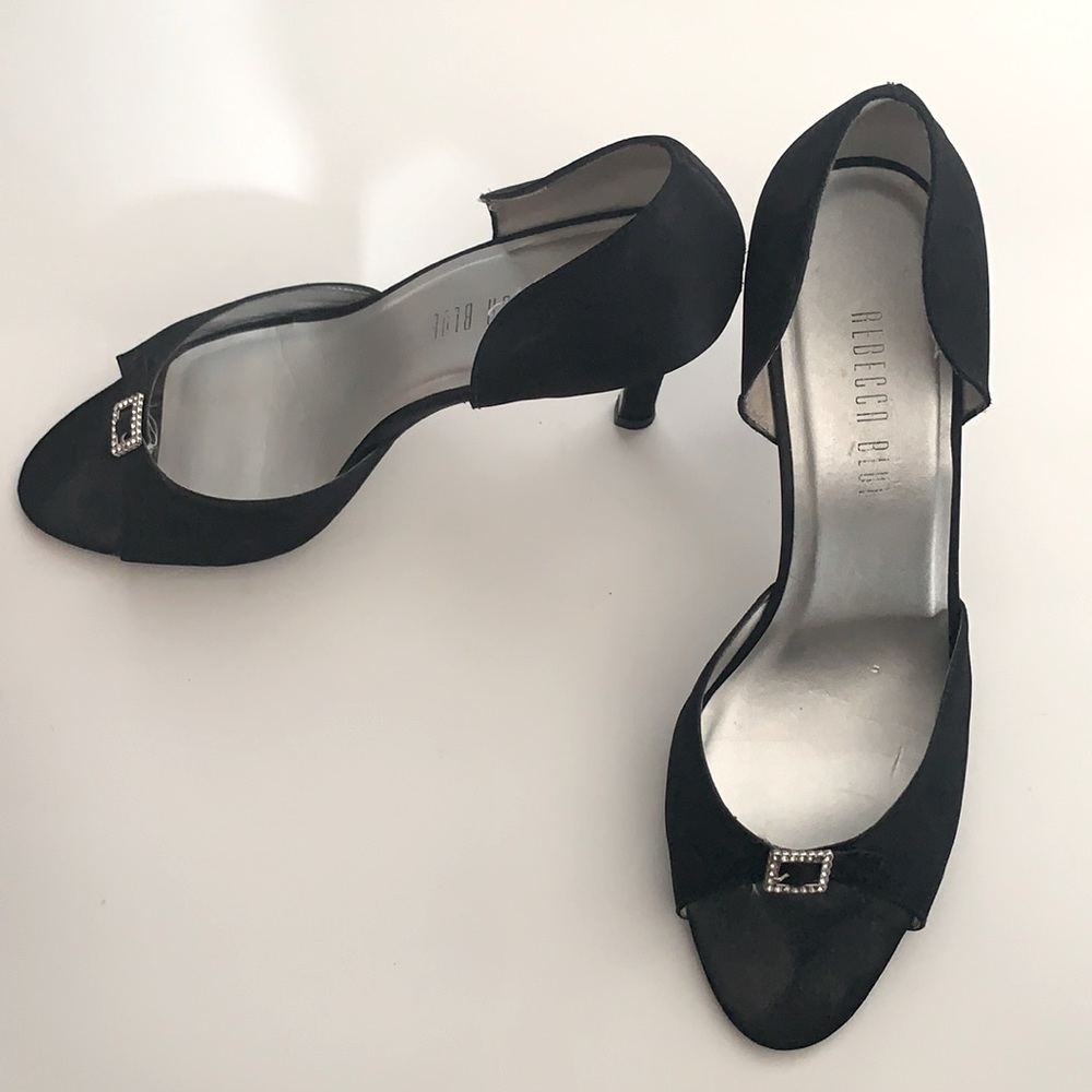 3” Black Satin High Heels